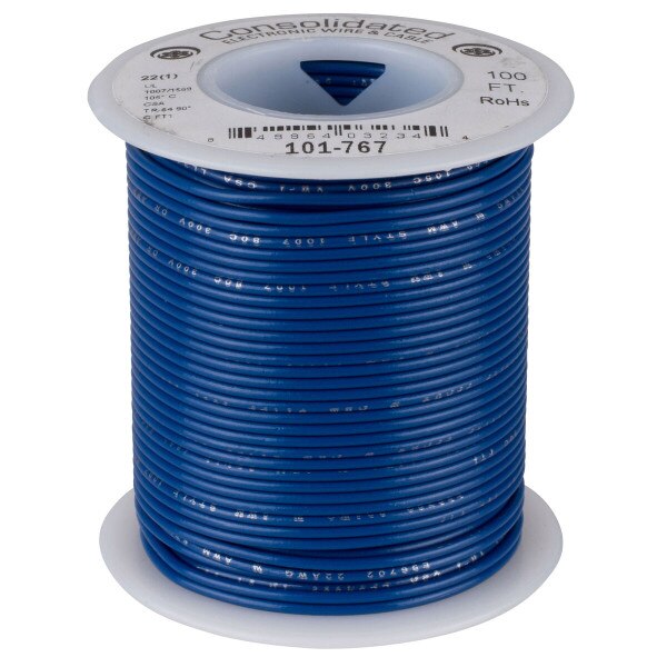 Main product image for Consolidated 22 AWG Blue Solid Hook-Up Wire 100 ft. 101-767